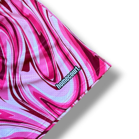 Mesh shorts: pink swirl