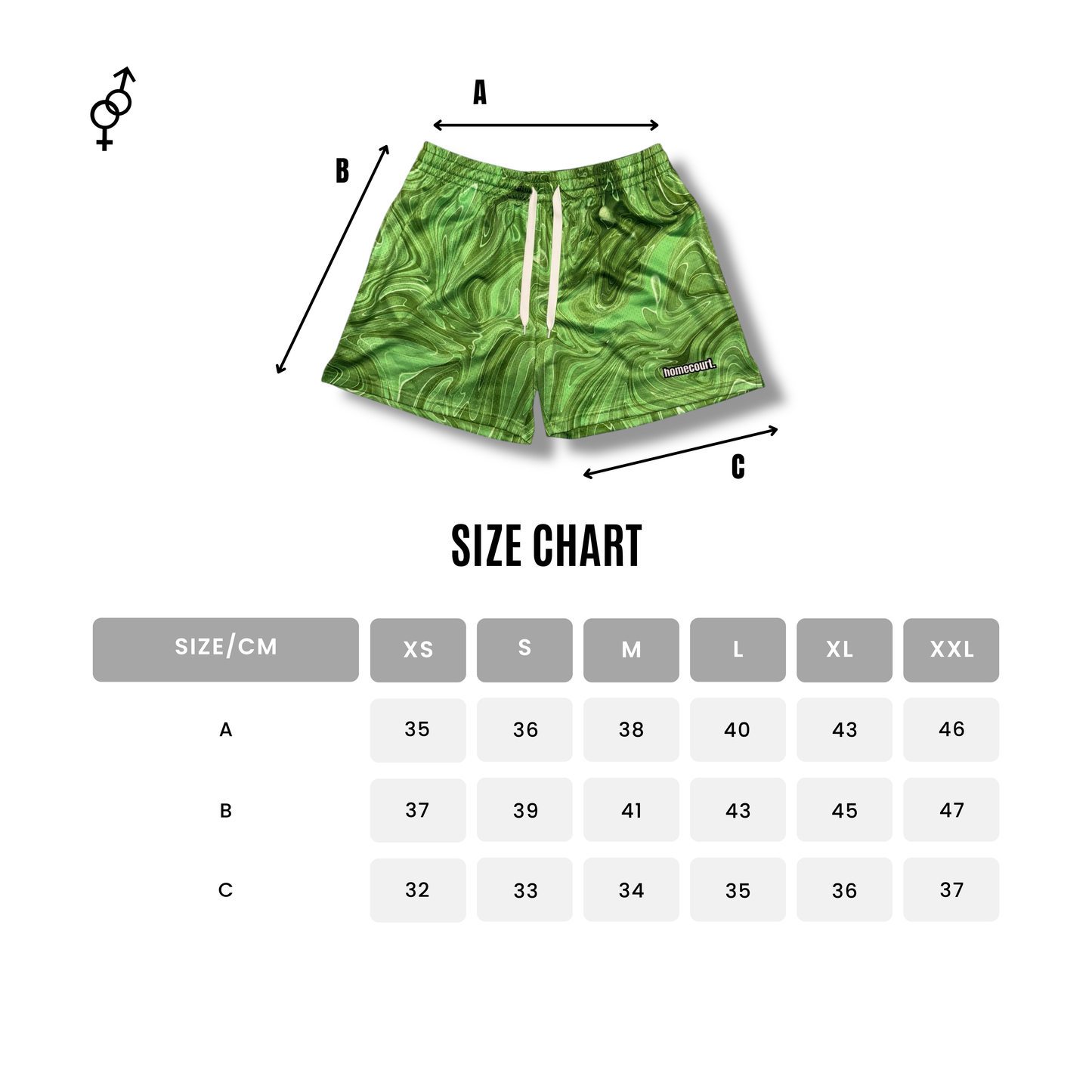 Mesh shorts: green apple swirl